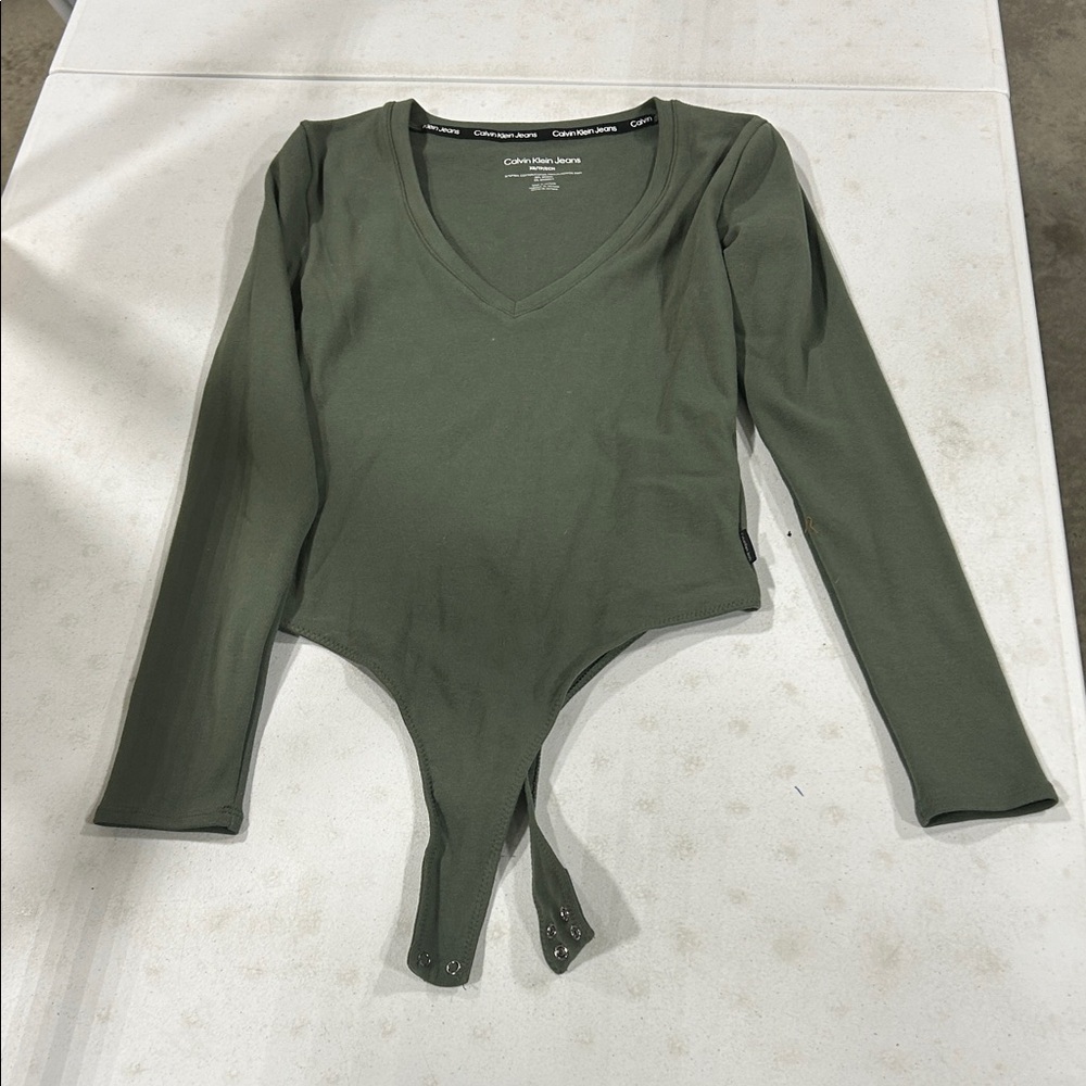 Calvin Klein Deep Green Long Sleeve Bodysuit